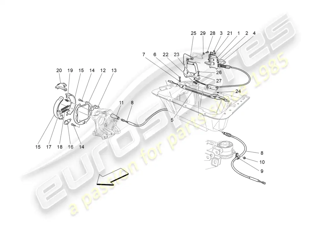 maserati granturismo mc stradale (2013) parking brake parts diagram