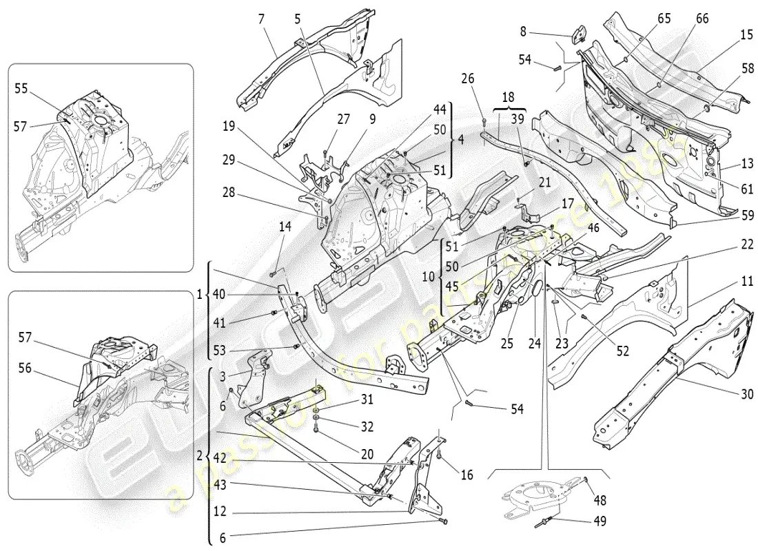 a part diagram from the maserati ghibli (2017 onwards) parts catalogue