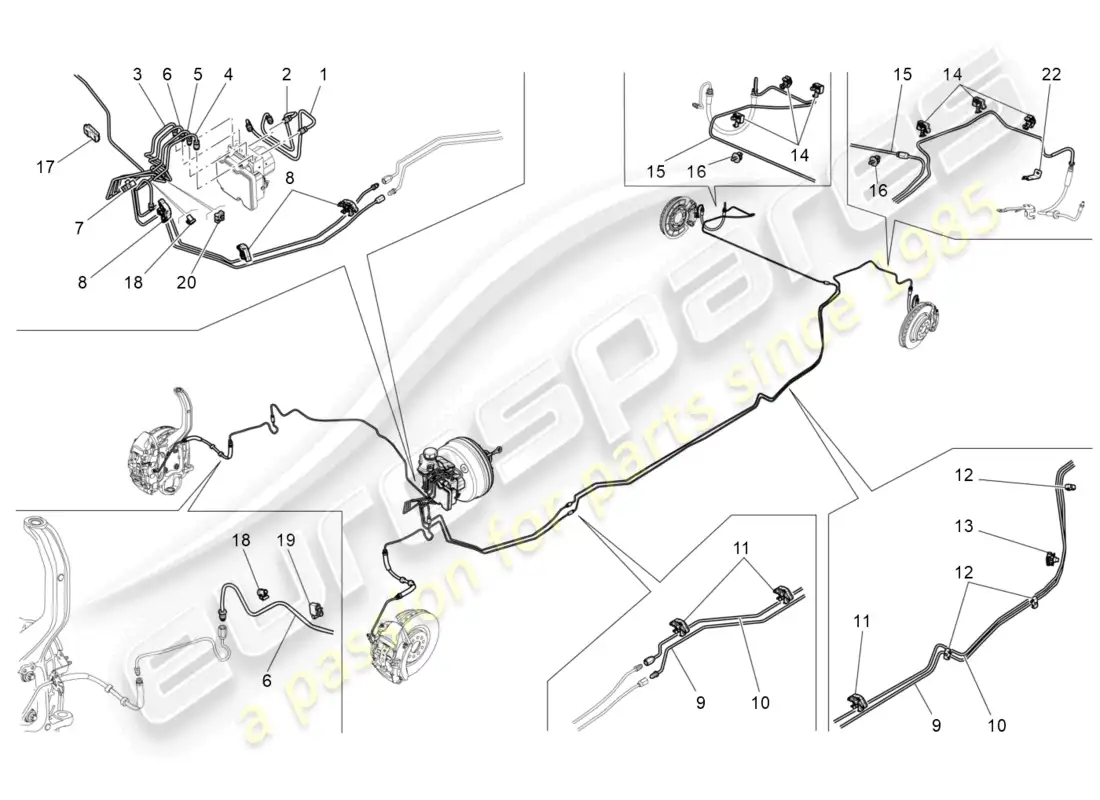 a part diagram from the maserati quattroporte m156 (2017 onwards) parts catalogue