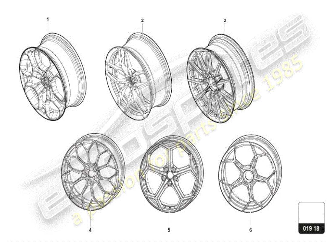 lamborghini accessories (evo coupe) aluminium rim part diagram