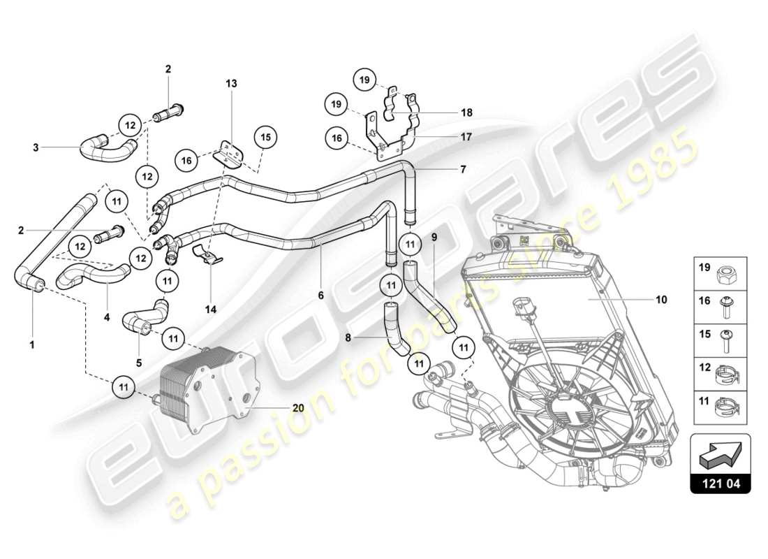 lamborghini lp740-4 s coupe (2019) cooling system parts diagram