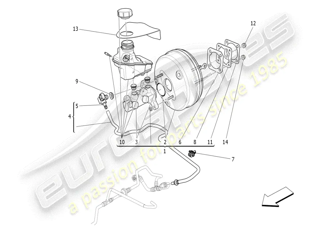 maserati ghibli (2020) brake servo system parts diagram