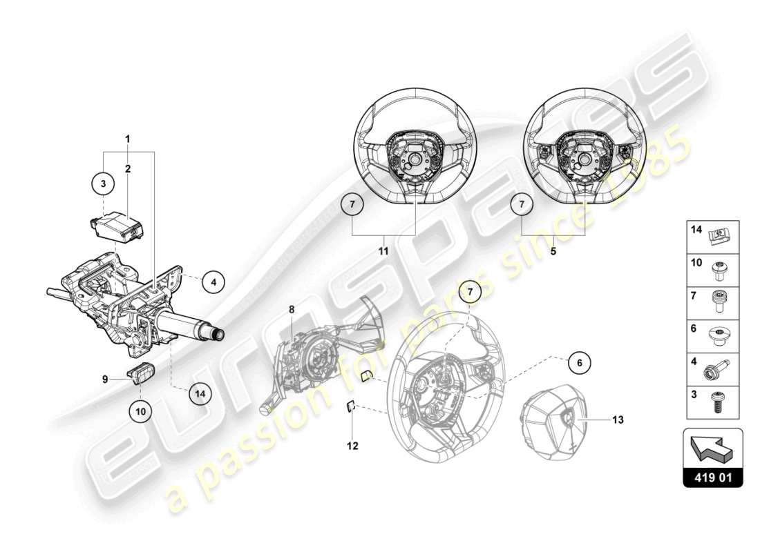 lamborghini 2019 (lp740-4 s coupe) steering system part diagram