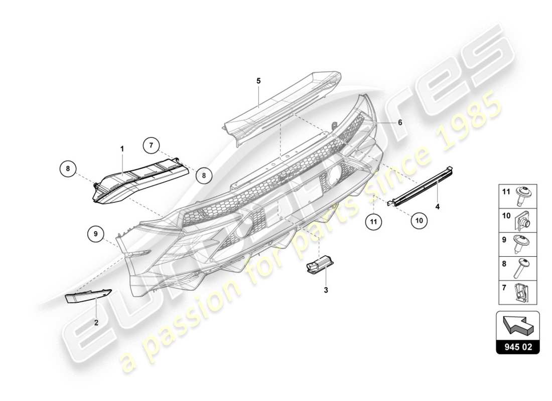 lamborghini evo coupe 2wd (2020) rear light parts diagram