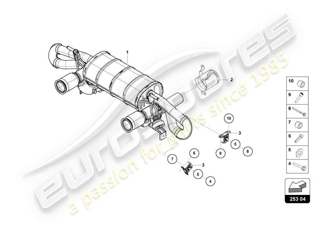 lamborghini 2020 (evo coupe 2wd) silencer part diagram