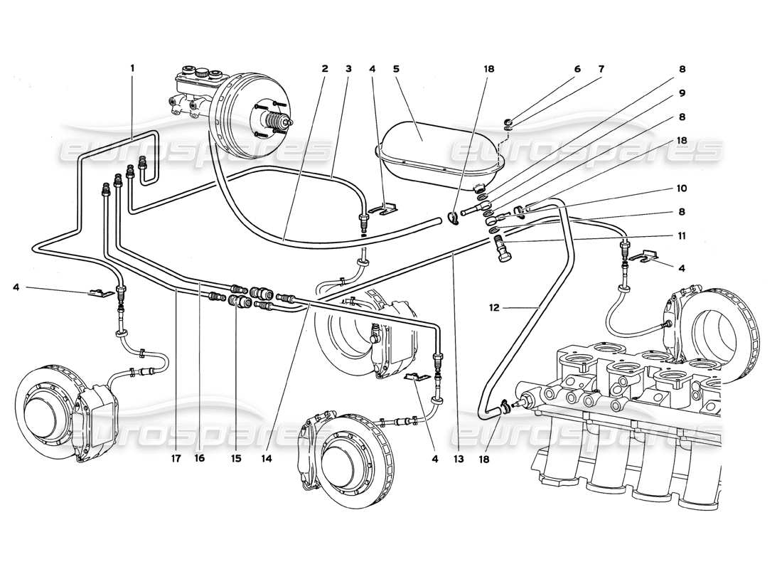 lamborghini diablo gt (1999) brake system parts diagram