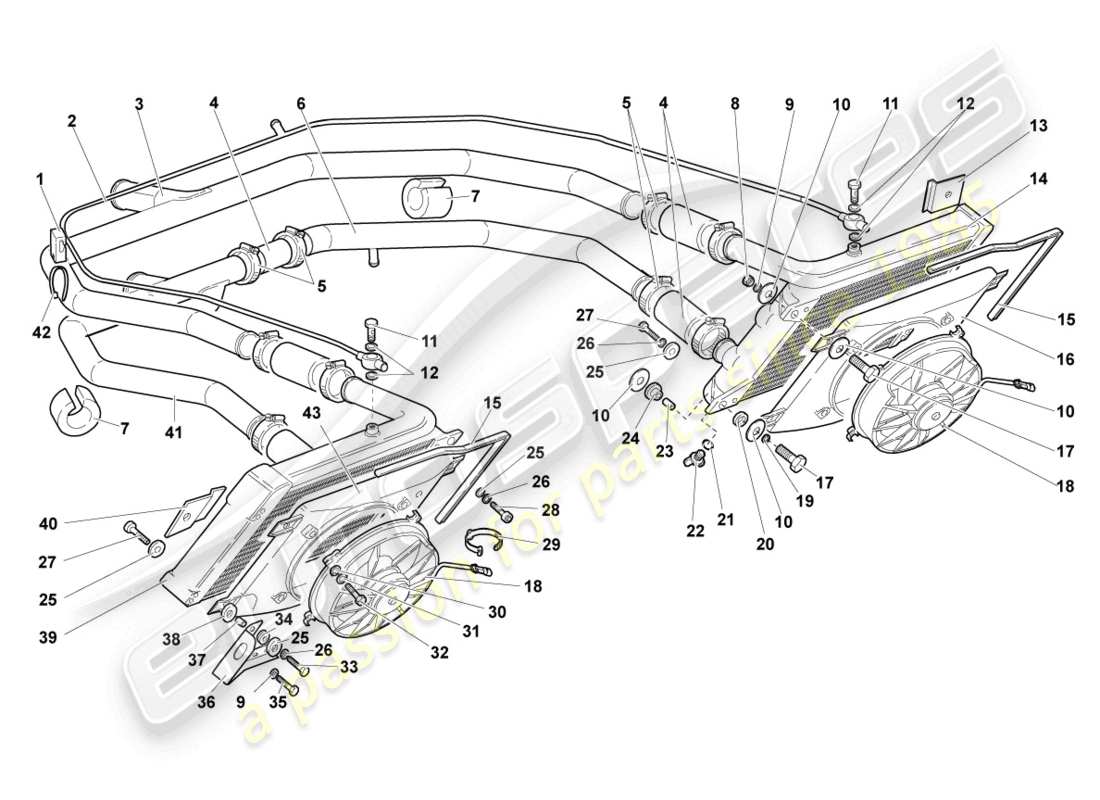 a part diagram from the lamborghini murcielago coupe (2002) parts catalogue