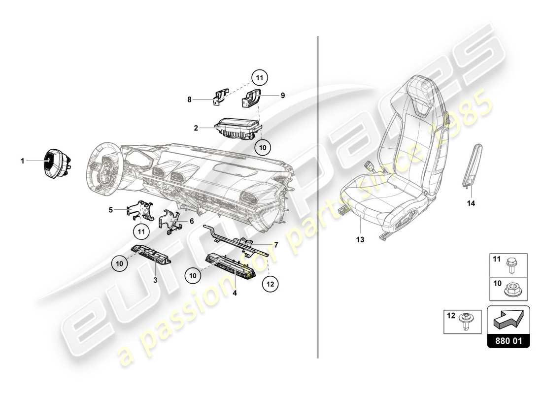 a part diagram from the lamborghini performante spyder (2019) parts catalogue