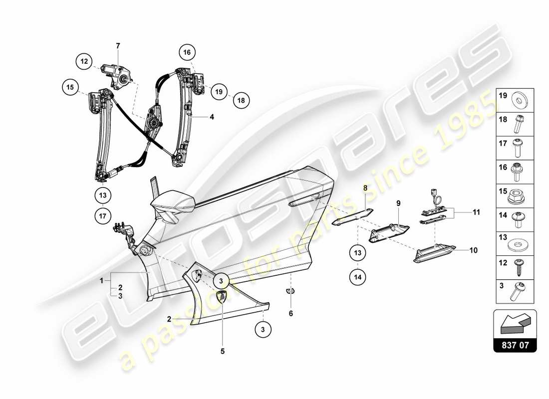 a part diagram from the lamborghini centenario coupe (2017) parts catalogue