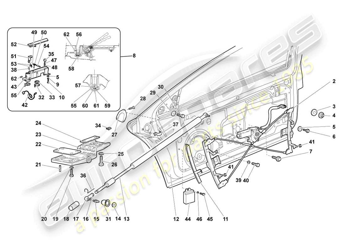 a part diagram from the lamborghini murcielago coupe (2002) parts catalogue