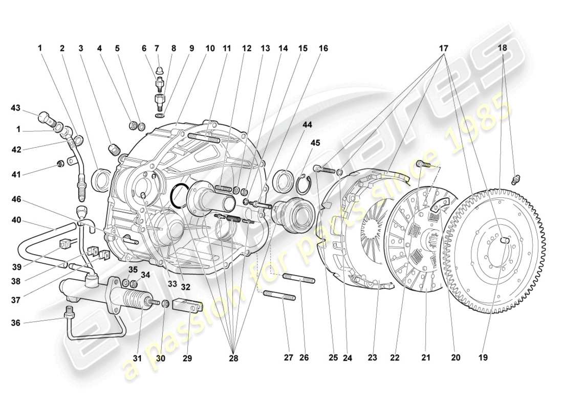 a part diagram from the lamborghini murcielago coupe (2004) parts catalogue