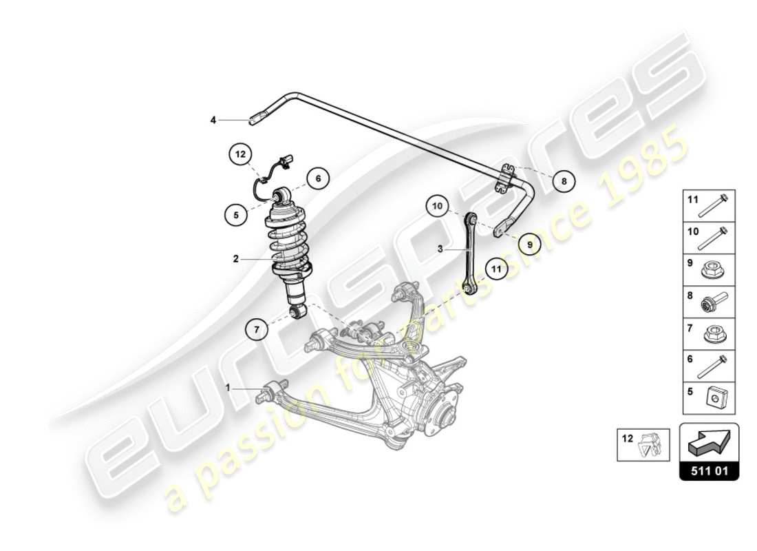 a part diagram from the Lamborghini Performante Coupe (2019) parts catalogue