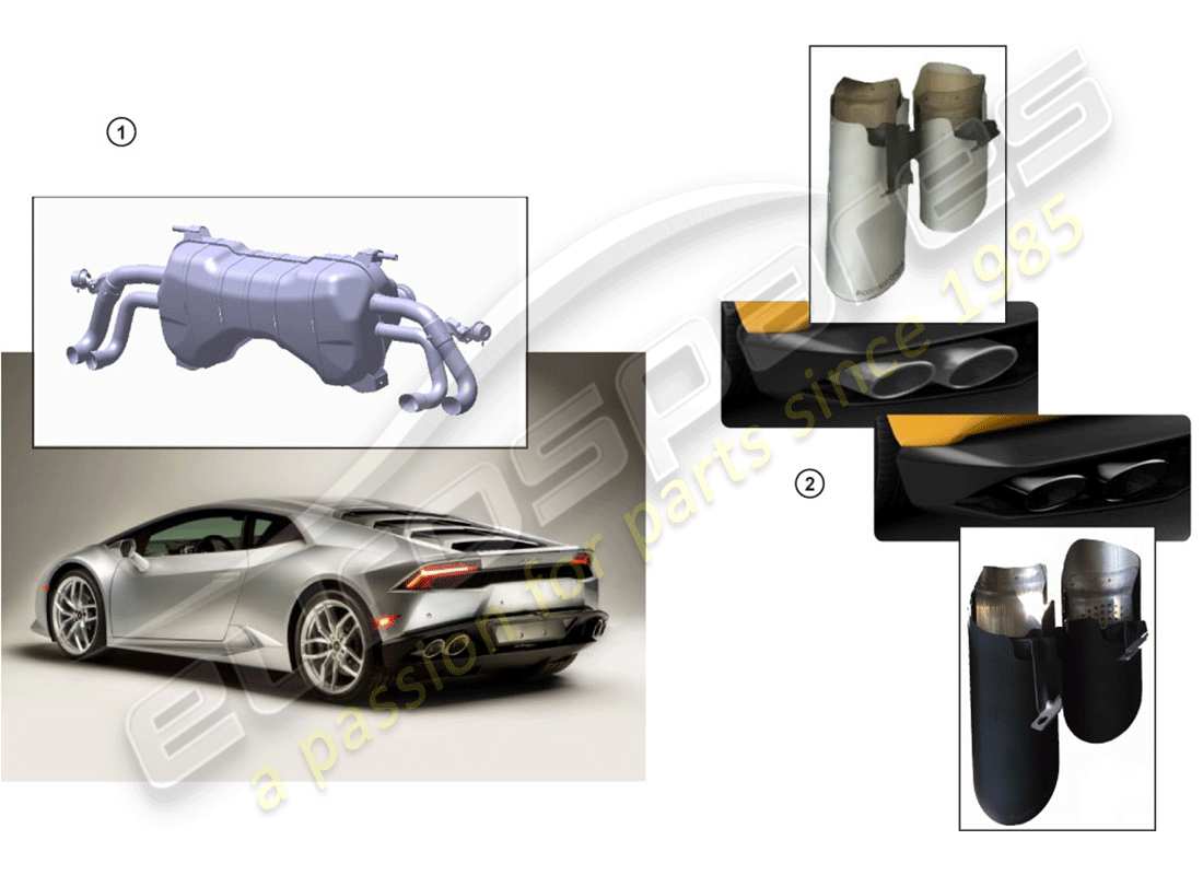 lamborghini accessories (lp580-2 spyder) sport silencer part diagram