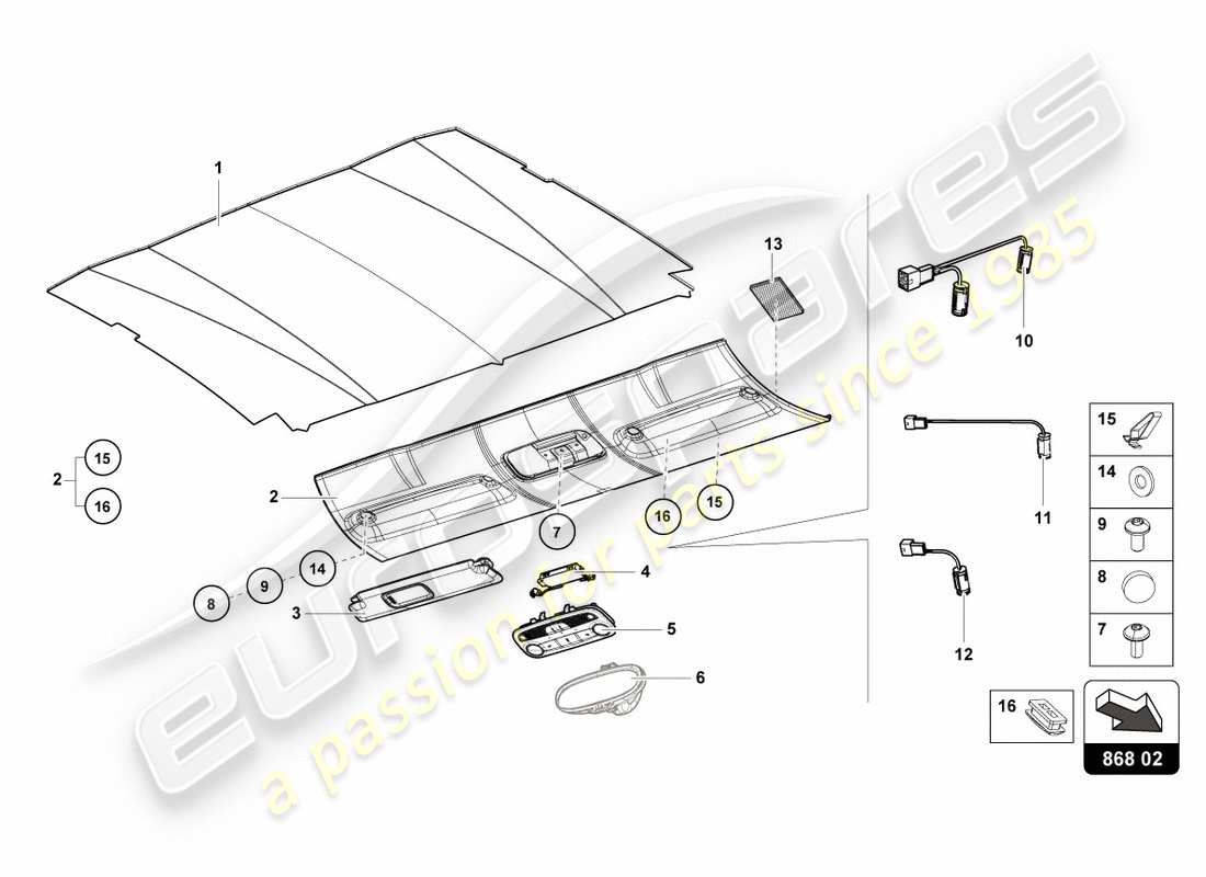 a part diagram from the lamborghini 2015 (lp600-4 zhong coupe) parts catalogue
