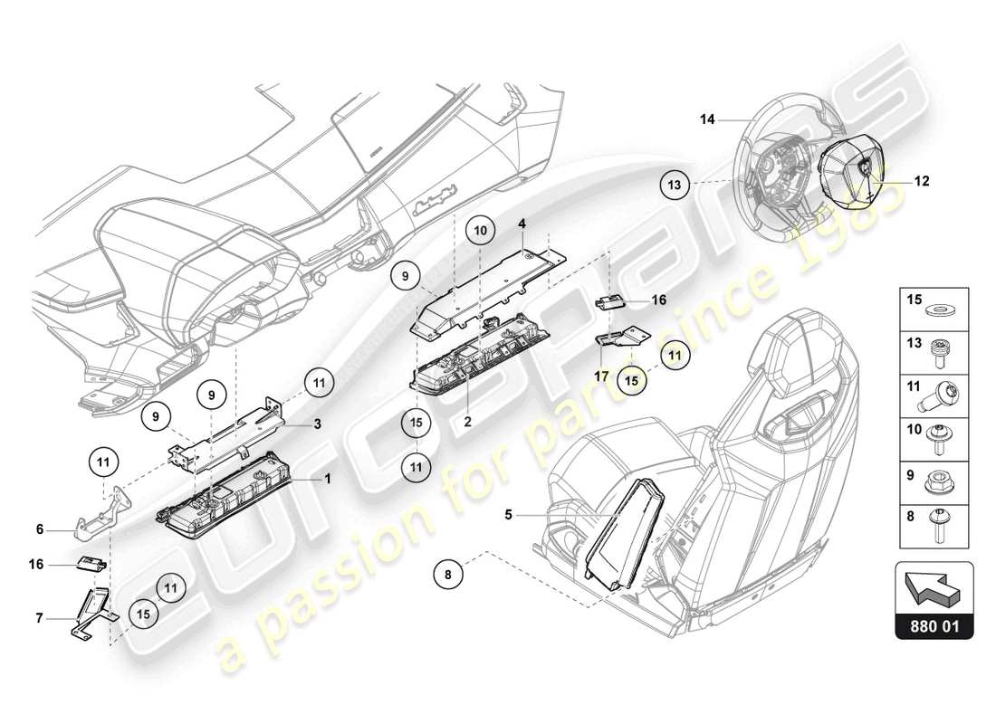a part diagram from the lamborghini aventador lp740-4 s parts catalogue