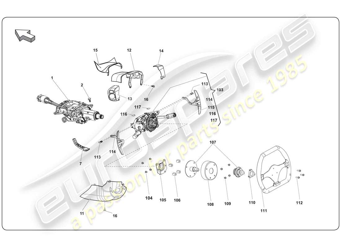 a part diagram from the lamborghini super trofeo (2009-2014) parts catalogue