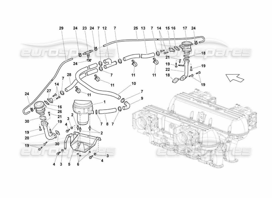 a part diagram from the lamborghini murcielago lp670 parts catalogue