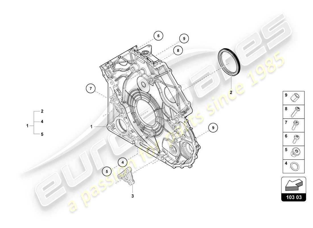 lamborghini 2020 (evo coupe 2wd) cover for timing case part diagram