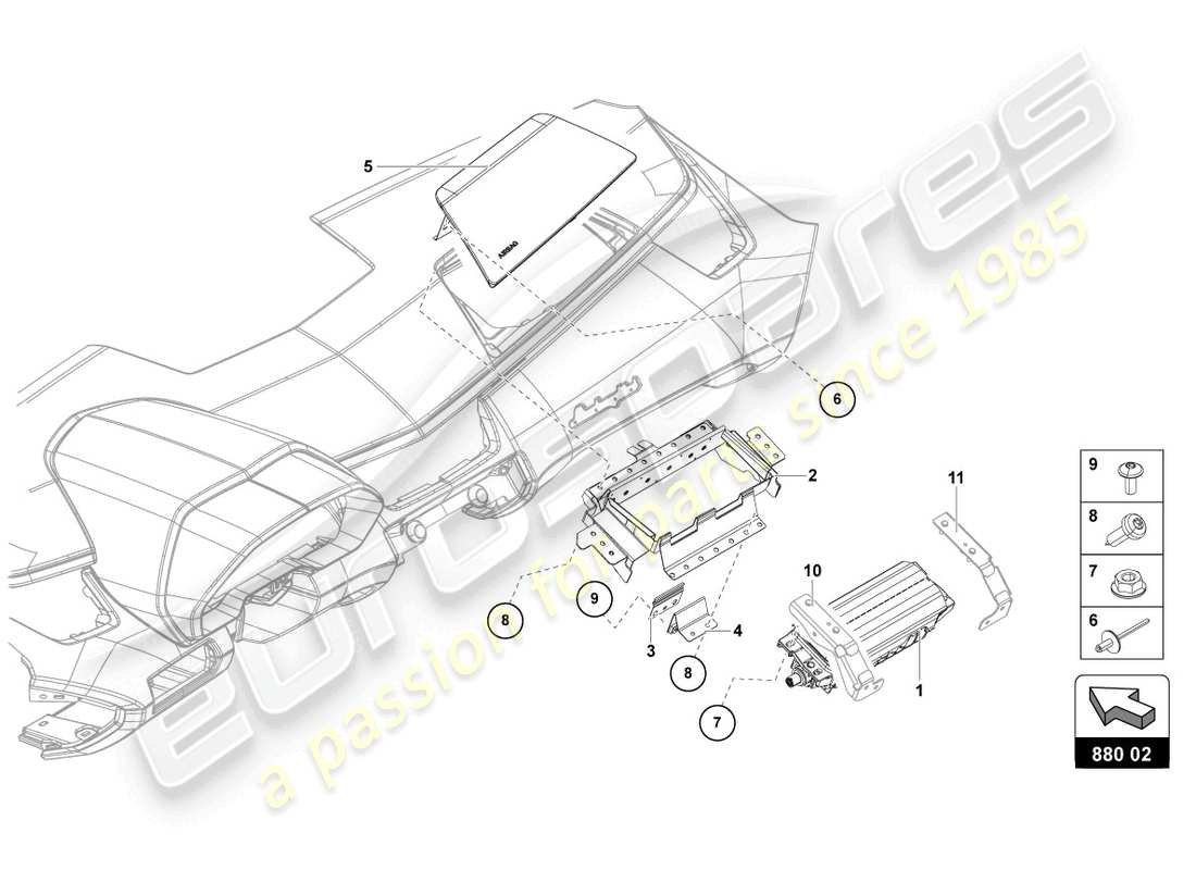 lamborghini lp740-4 s coupe (2018) airbag unit part diagram