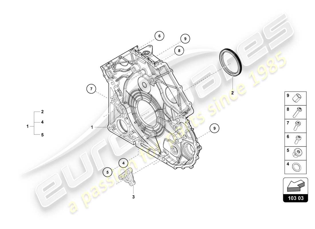lamborghini 2018 (performante coupe) cover for timing case part diagram