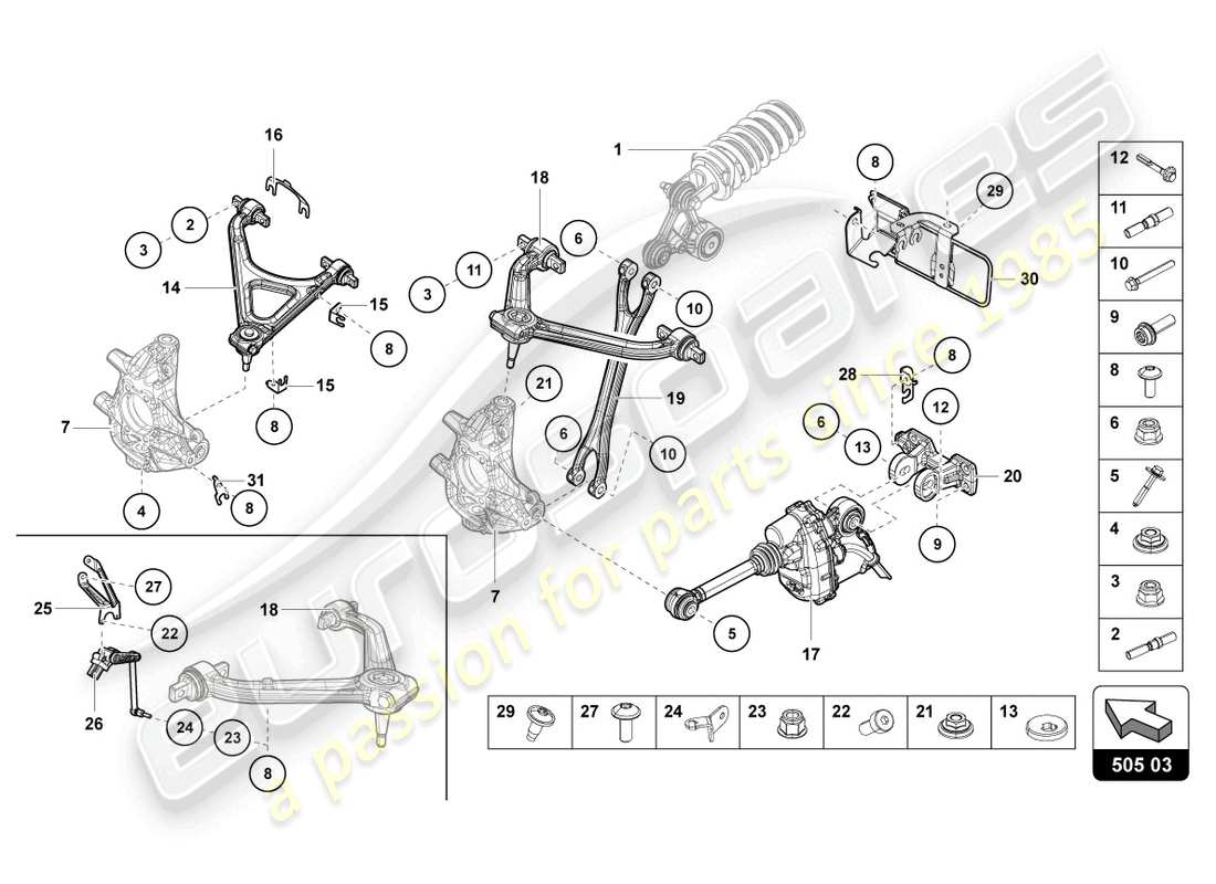 lamborghini 2019 (lp740-4 s roadster) suspension rear part diagram