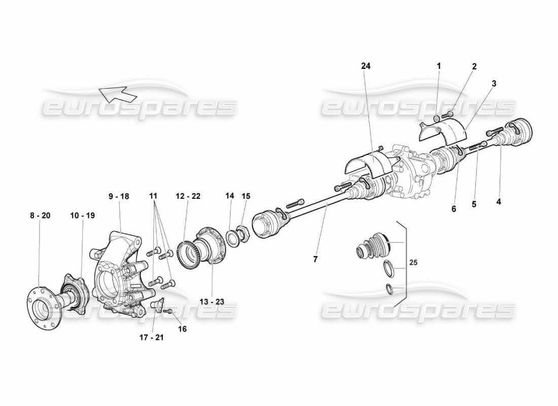 lamborghini murcielago lp670 rear drive axle part diagram