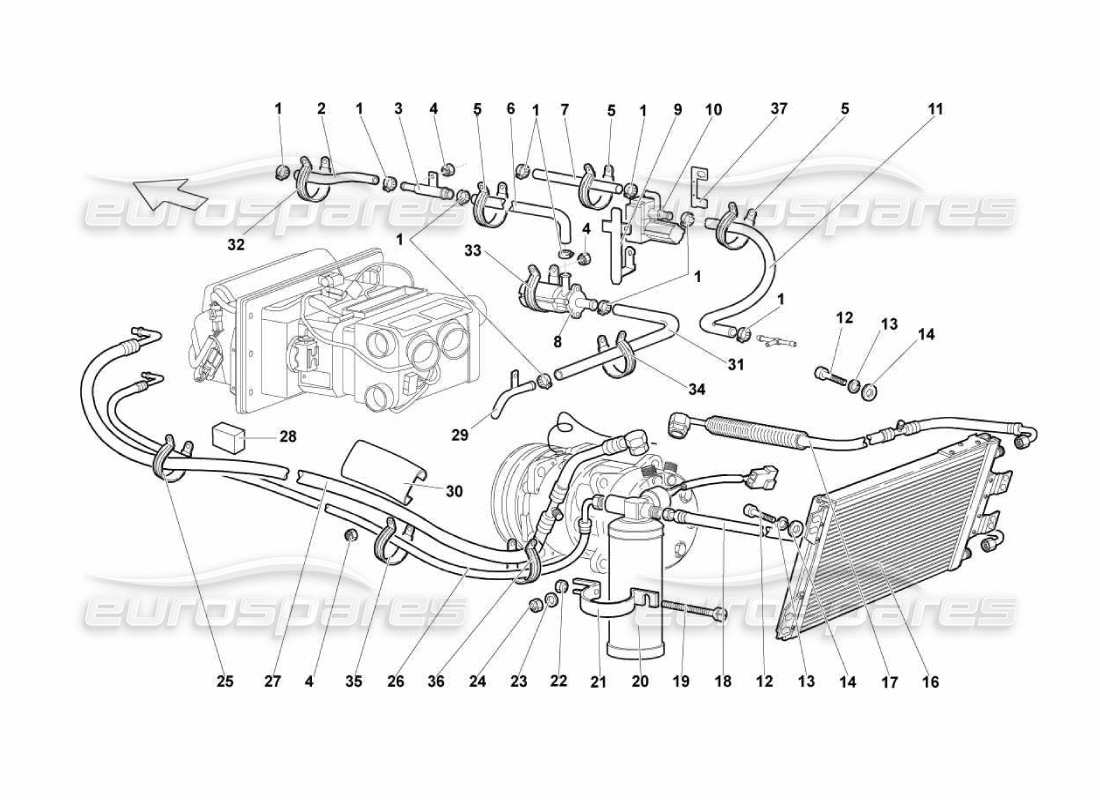 lamborghini murcielago lp670 air conditioning system part diagram