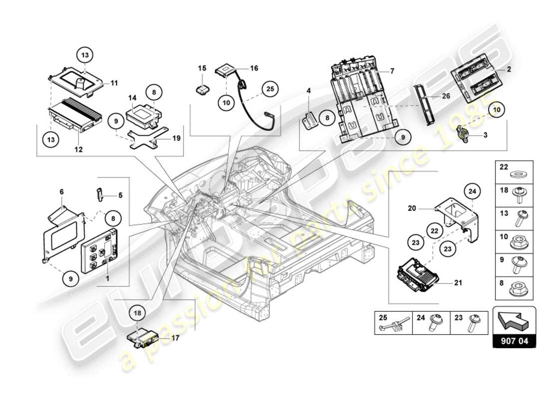 lamborghini lp740-4 s roadster (2018) electrics parts diagram