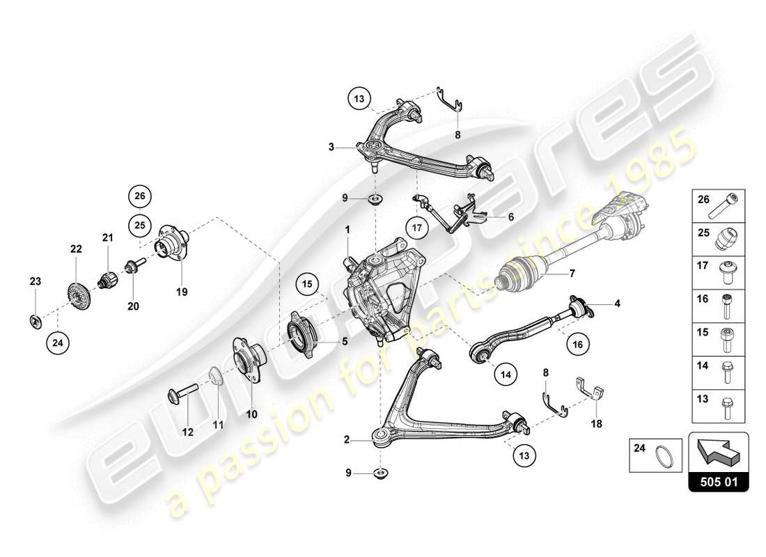 lamborghini 2016 (lp610-4 coupe) rear axle part diagram