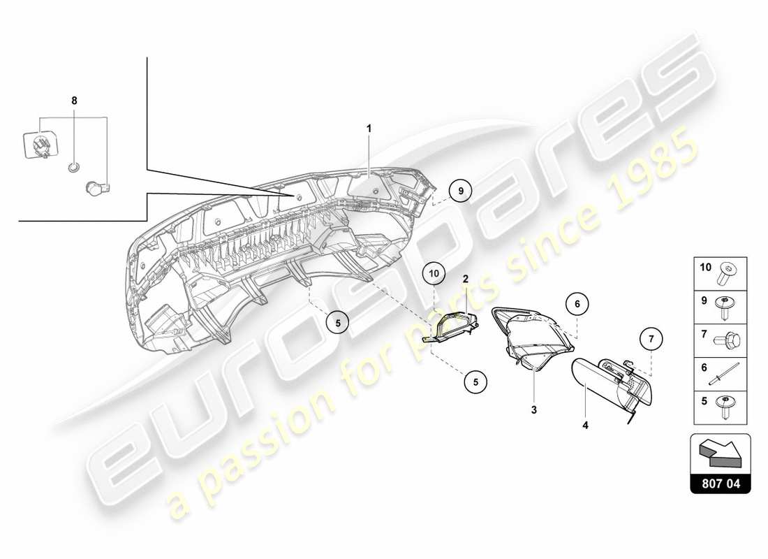 lamborghini lp610-4 spyder (2017) heat shield rear, inner part diagram