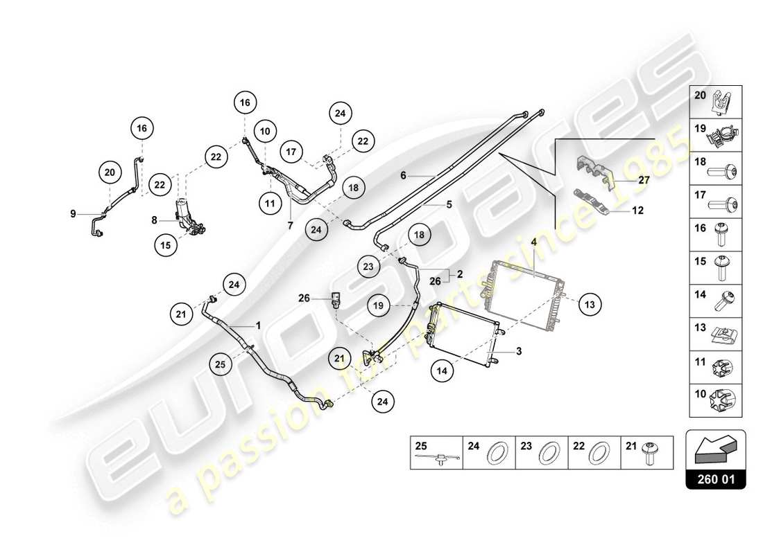 lamborghini evo spyder 2wd (2020) a/c condenser part diagram