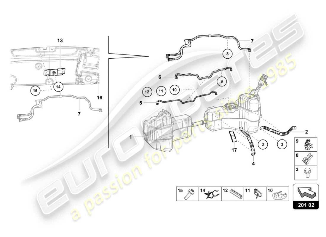 lamborghini 2015 (lp610-4 coupe) for fuel tank and fuel line fuel line fasteners part diagram