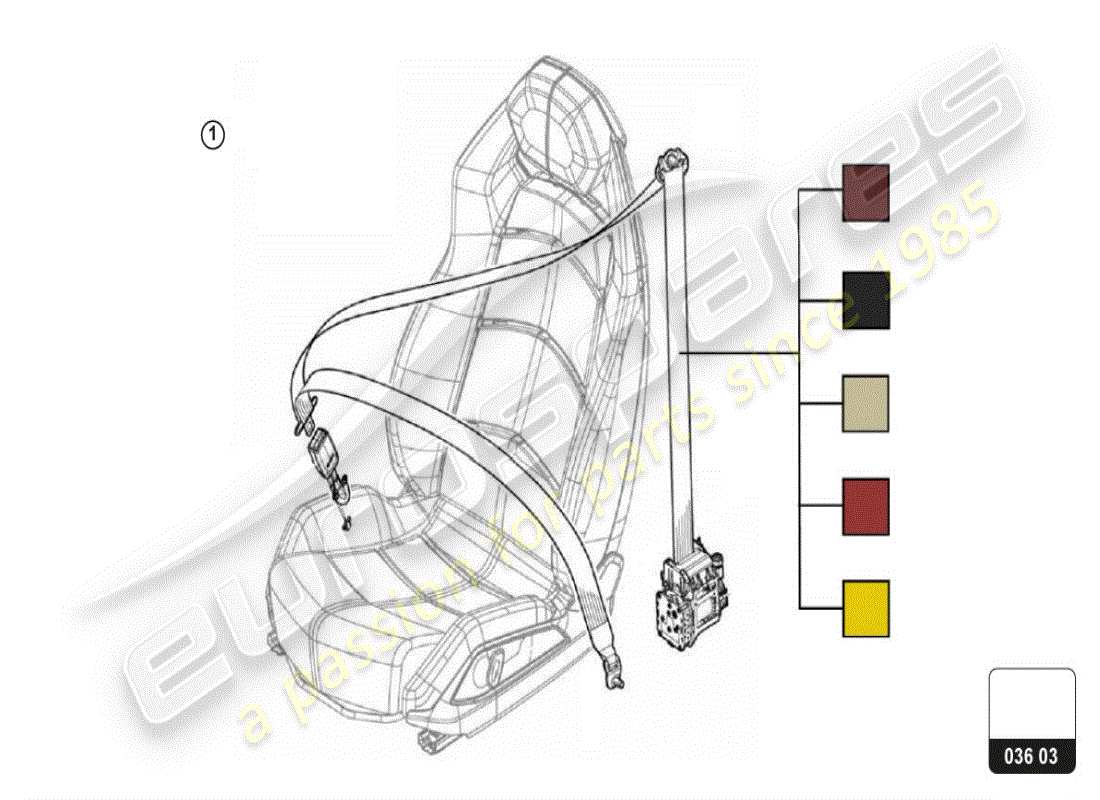 lamborghini accessories (lp610-4 avio) 1 set: three-point inertia reel seat belt and press button buckle part diagram