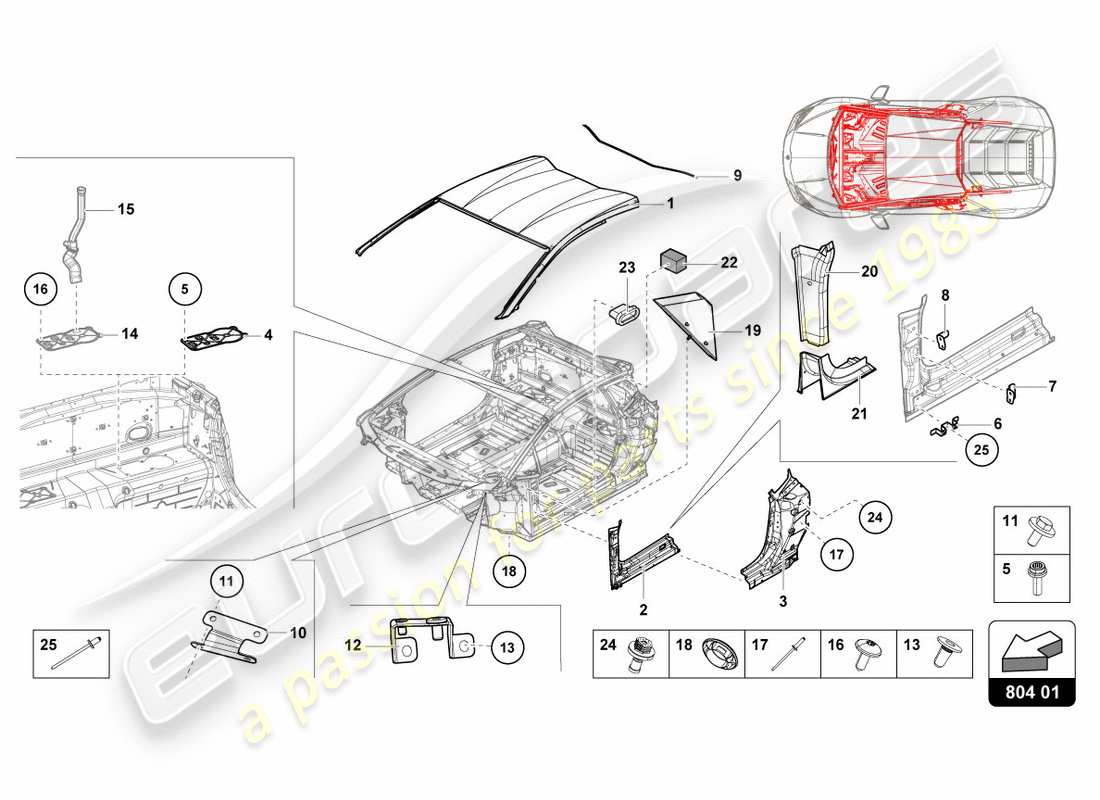 lamborghini 2016 (lp610-4 avio) roof part diagram