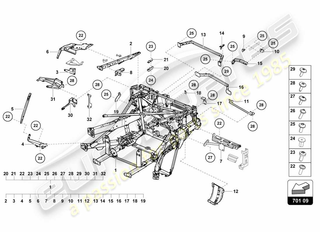 lamborghini centenario coupe (2017) trim frame rear part parts diagram