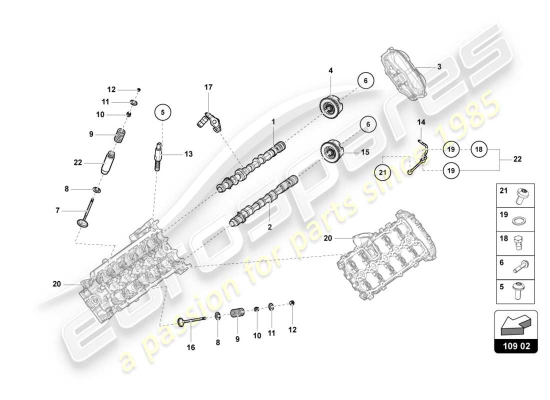 lamborghini lp580-2 spyder (2017) camshaft, valves part diagram