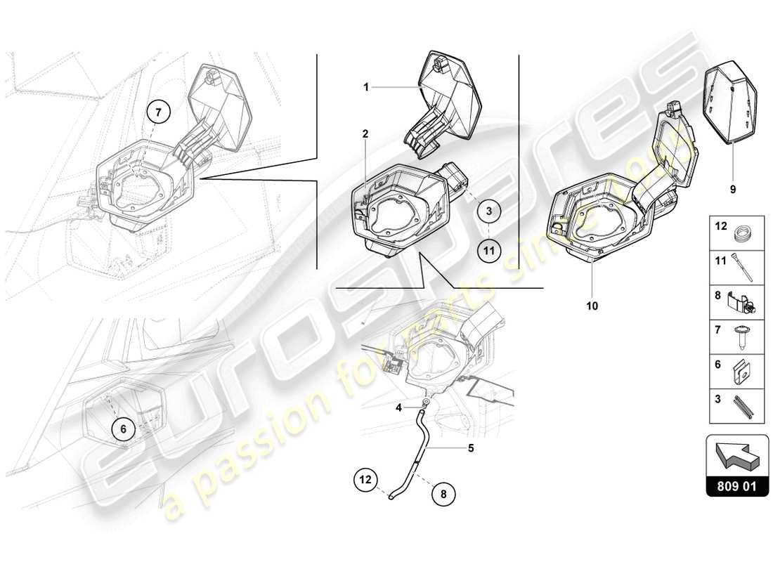 lamborghini 2014 (lp720-4 coupe 50) fuel filler flap part diagram