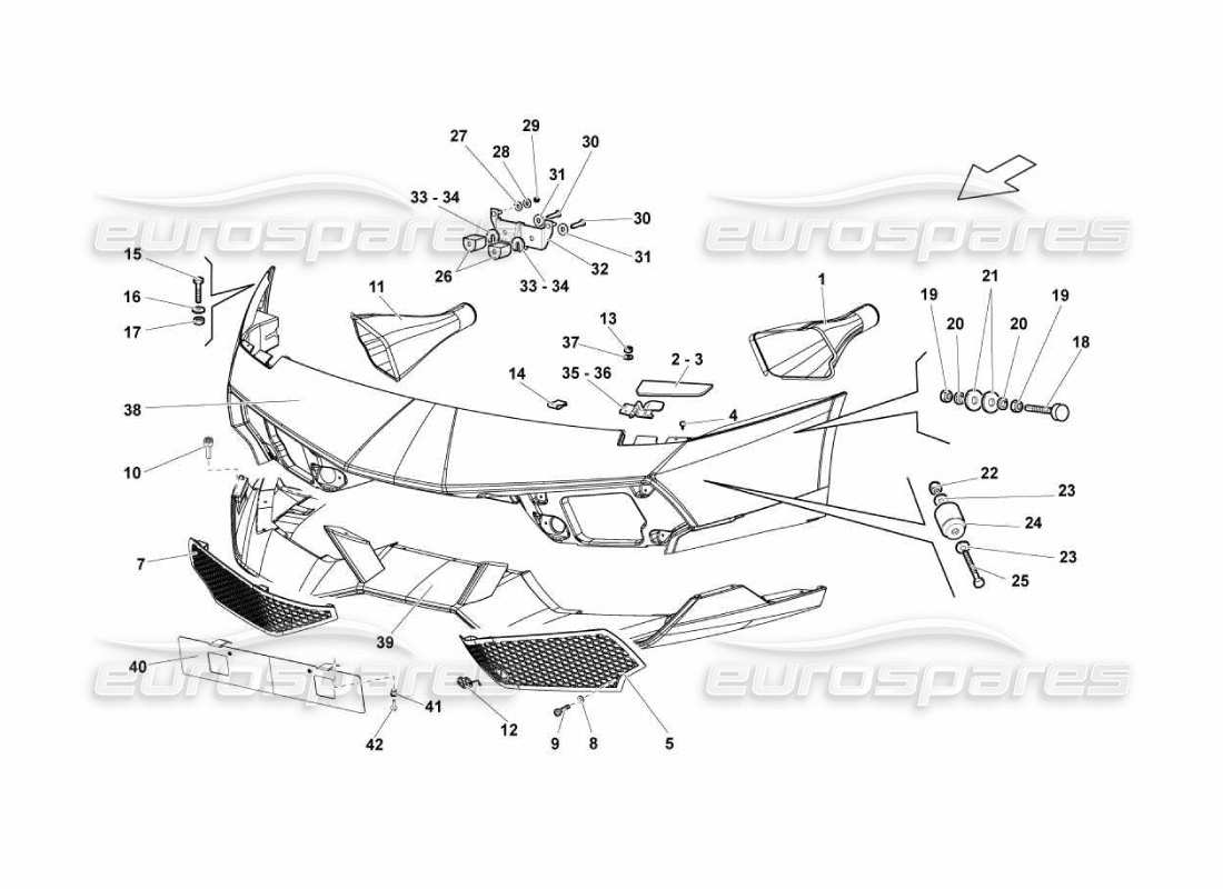 lamborghini murcielago lp670 front bumpers part diagram