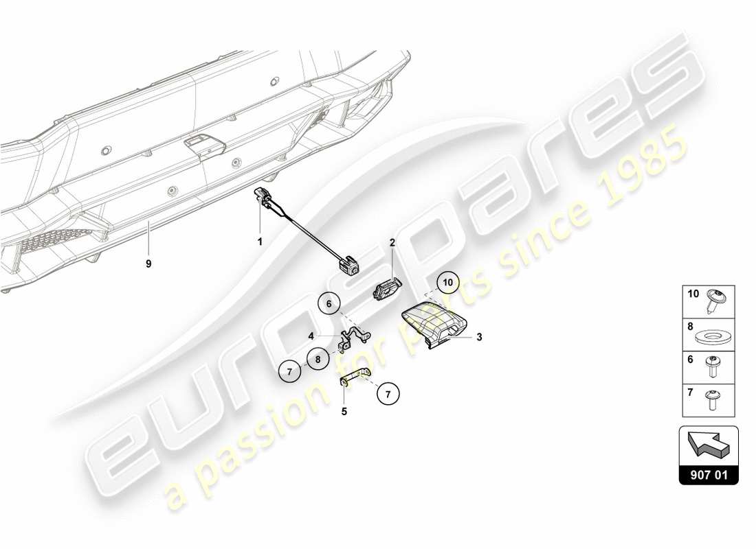 lamborghini lp580-2 spyder (2017) reversing camera part diagram