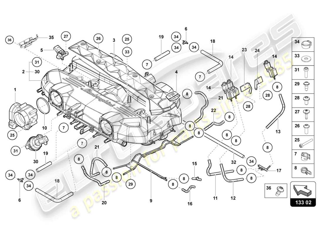lamborghini 2013 (lp700-4 roadster) intake manifold part diagram