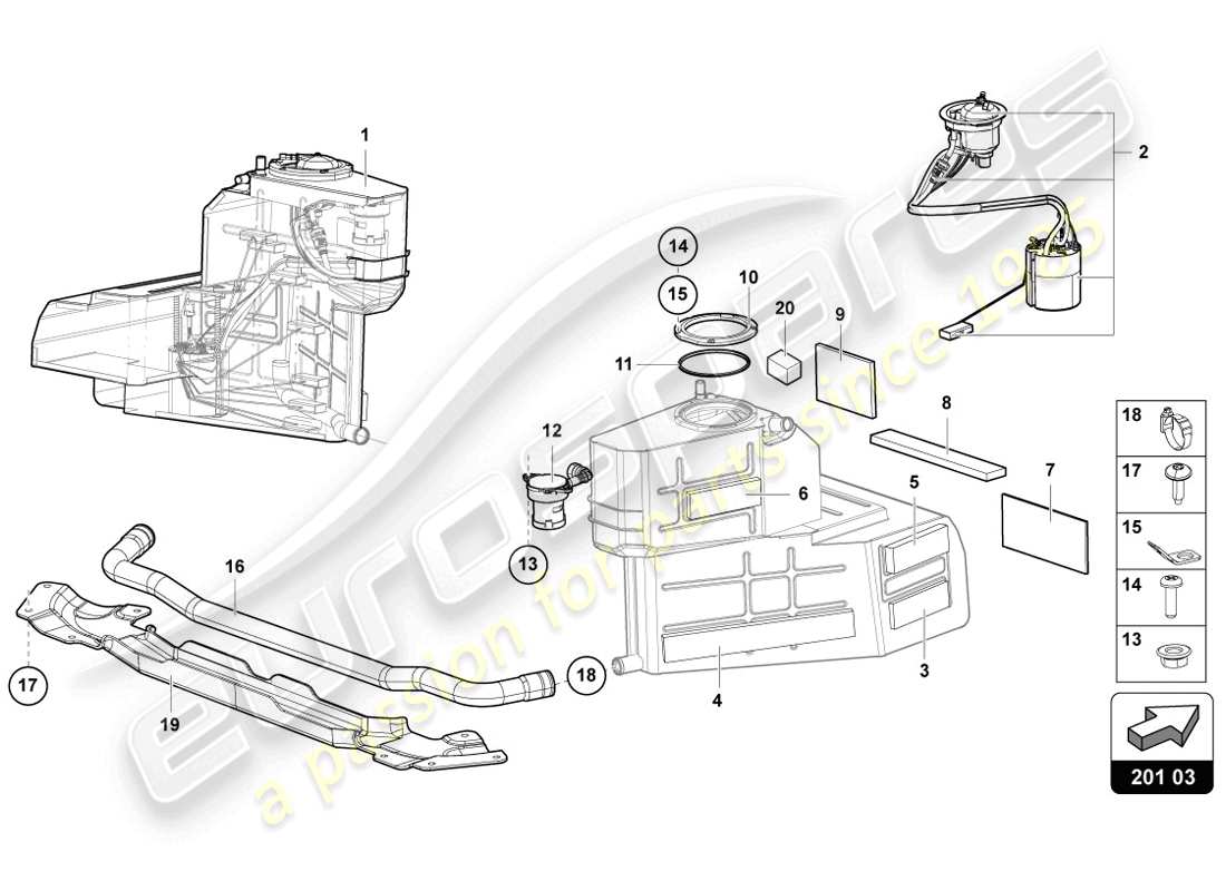 lamborghini 2014 (lp720-4 coupe 50) fuel tank part diagram