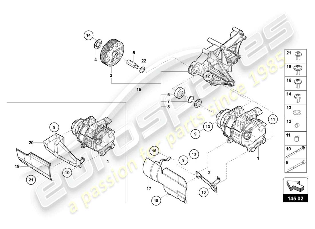 lamborghini lp700-4 roadster (2017) a/c compressor parts diagram