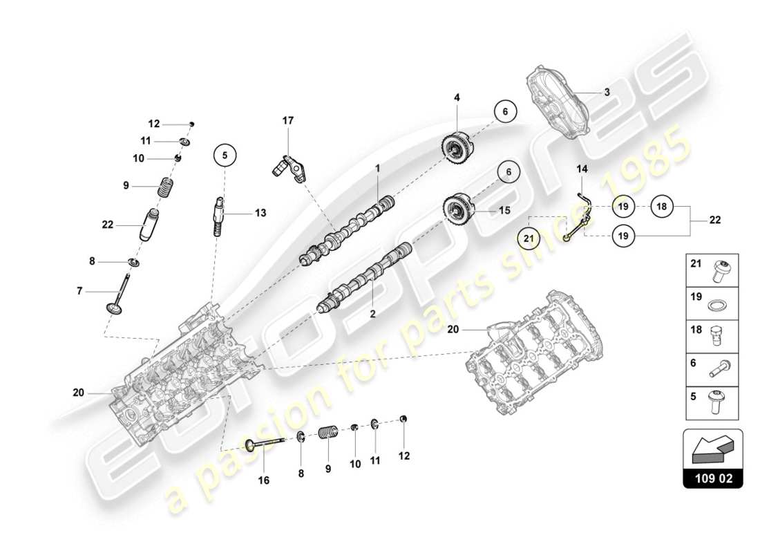 lamborghini lp610-4 coupe (2016) camshaft, valves parts diagram