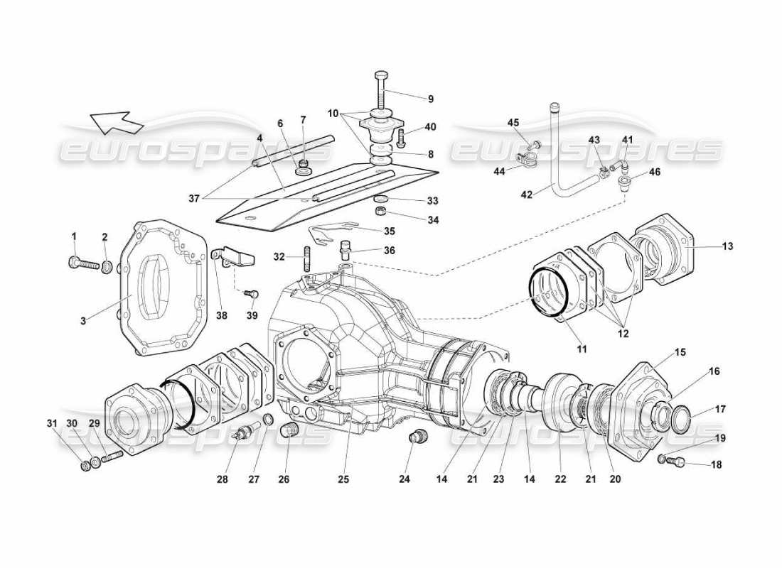 lamborghini murcielago lp670 front differential case part diagram