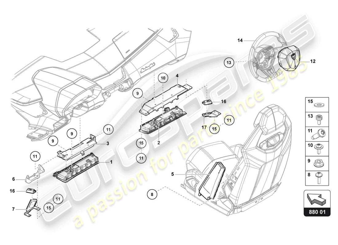 lamborghini lp770-4 svj coupe (2021) airbag unit parts diagram