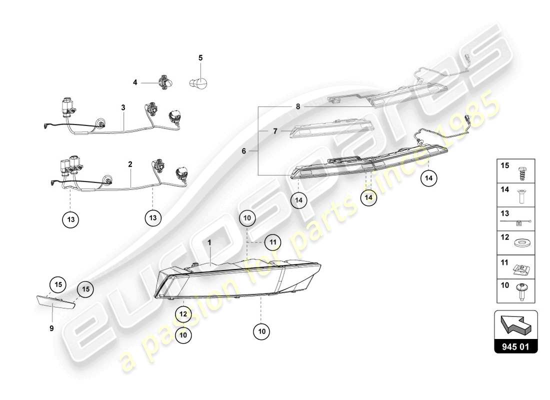 lamborghini lp700-4 coupe (2017) tail light rear parts diagram