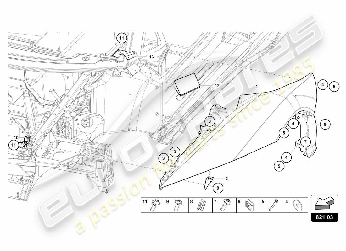 lamborghini centenario coupe (2017) wing protector front parts diagram