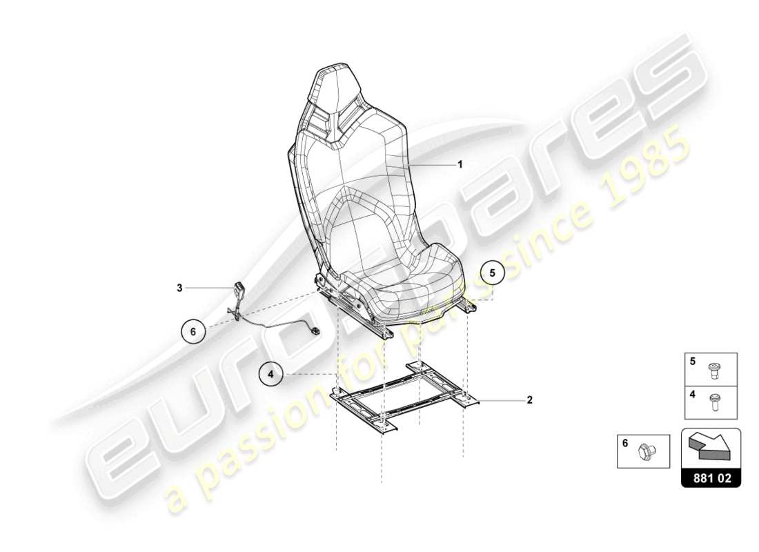 lamborghini lp770-4 svj roadster (2021) sports seat parts diagram