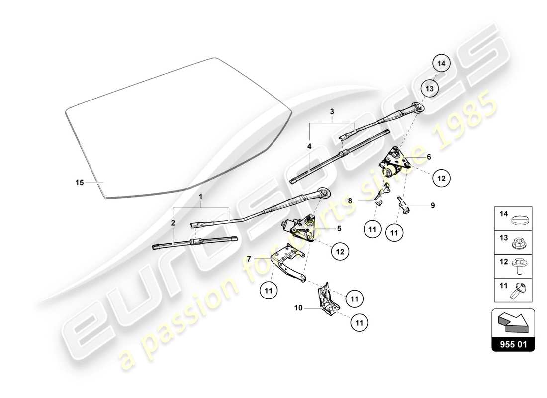 lamborghini 2018 (performante spyder) windshield wiper part diagram