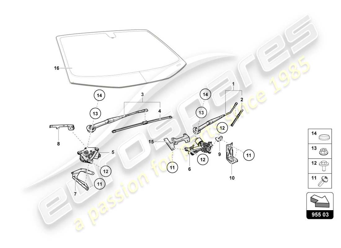 lamborghini performante coupe (2020) windshield wiper part diagram